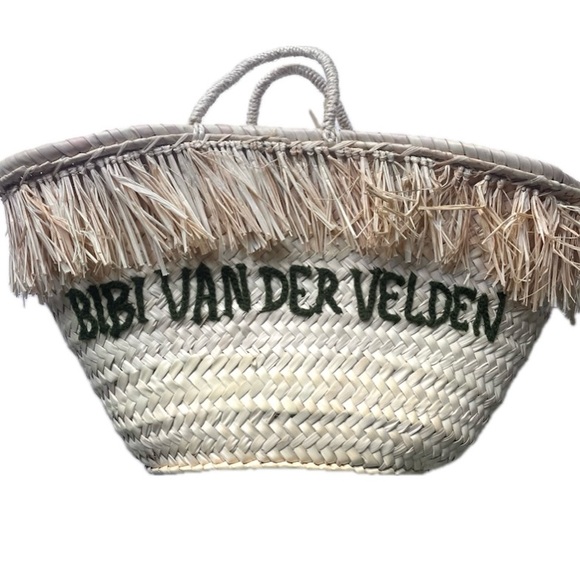 Bibi Van Der Velden Woven Straw Tote beach bag - Picture 1 of 8